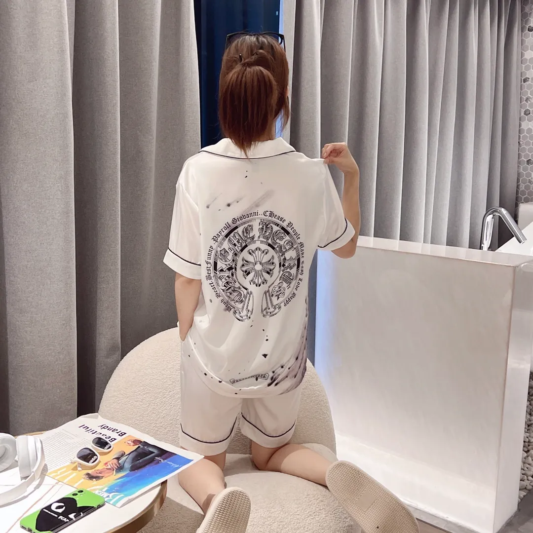🅿️340 2024 CHROME HEARTS home wear, high-definition Korean silk fabric, skin-friendly, soft and comfortable, couple model M～XXXL